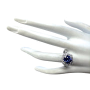 4.12 Carat Natural Tanzanite 14K White Gold Diamond Ring - Fashion Strada