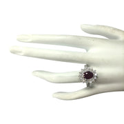 3.22 Carat Natural Ruby 14K White Gold Diamond Ring - Fashion Strada