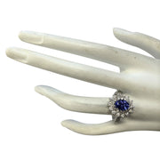 3.22 Carat Natural Tanzanite 14K White Gold Diamond Ring - Fashion Strada