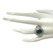 3.15 Carat Natural Emerald 14K White Gold Diamond Ring - Fashion Strada