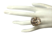 24.99 Carat Natural Morganite 14K Yellow Gold Diamond Ring - Fashion Strada
