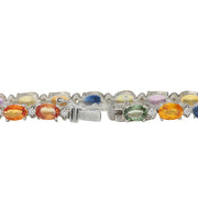 13.35 Carat Natural Sapphire 14K White Gold Diamond Bracelet - Fashion Strada