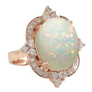 11.60 Carat Natural Opal 14K Rose Gold Diamond Ring - Fashion Strada