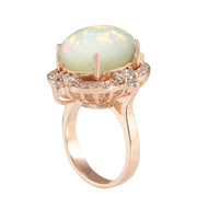 11.60 Carat Natural Opal 14K Rose Gold Diamond Ring - Fashion Strada