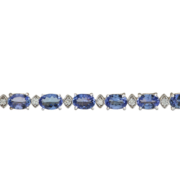 11.35 Carat Natural Tanzanite 14K White Gold Diamond Bracelet - Fashion Strada