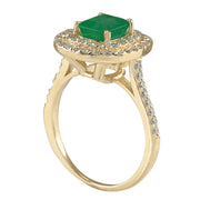 1.96 Carat Natural Emerald 14K Yellow Gold Diamond Ring - Fashion Strada