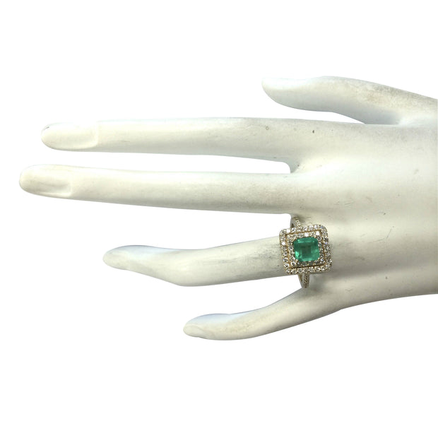 1.72 Carat Natural Emerald 14K Yellow Gold Diamond Ring - Fashion Strada