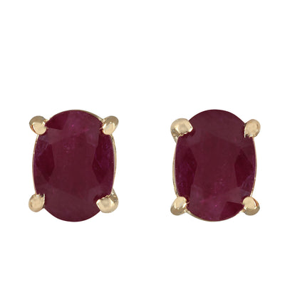 1.80 Carat Natural Ruby 14K Yellow Gold Earrings - Fashion Strada