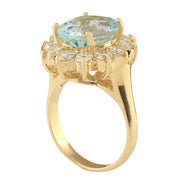7.60 Carat Natural Aquamarine 14K Yellow Gold Diamond Ring - Fashion Strada
