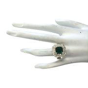6.10 Carat Natural Emerald 14K Yellow Gold Diamond Ring - Fashion Strada