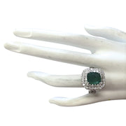 5.31 Carat Natural Emerald 14K White Gold Diamond Ring - Fashion Strada