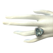 10.26 Carat Natural Aquamarine 14K White Gold Diamond Ring - Fashion Strada