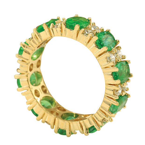 5.71 Carat Natural Emerald 14K Yellow Gold Diamond Ring - Fashion Strada