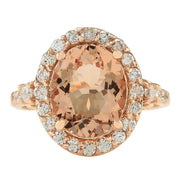 4.00 Carat Natural Morganite 14K Rose Gold Diamond Ring - Fashion Strada