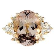 5.00 Carat Natural Morganite 14K Yellow Gold Diamond Ring - Fashion Strada