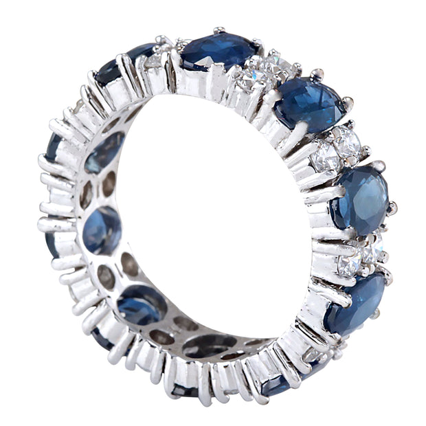 6.95 Carat Natural Sapphire 14K White Gold Diamond Ring - Fashion Strada