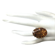 32.41 Carat Natural Citrine 14K Yellow Gold Diamond Ring - Fashion Strada