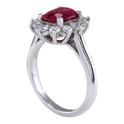2.81 Carat Natural Ruby 14K White Gold Diamond Ring - Fashion Strada