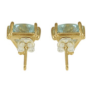 2.11 Carat Natural Aquamarine 14K Yellow Gold Earrings - Fashion Strada