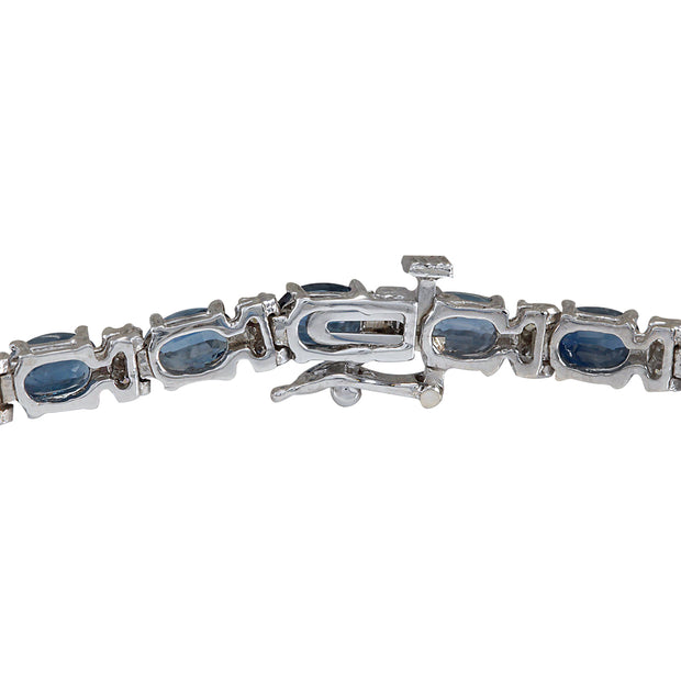 12.80 Carat Natural Sapphire 14K White Gold Diamond Bracelet - Fashion Strada