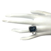 10.91 Carat Natural Topaz 14K White Gold Diamond Ring - Fashion Strada