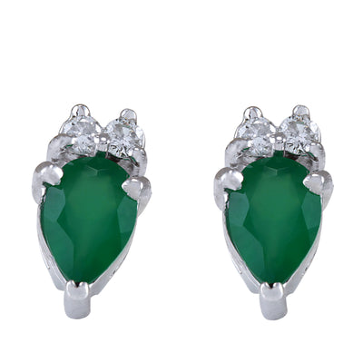1.82 Carat Natural Emerald 14K White Gold Diamond Earrings - Fashion Strada