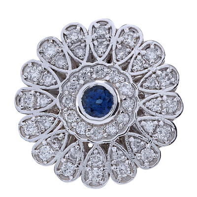 1.70 Carat Natural Sapphire 14K White Gold Diamond Ring - Fashion Strada