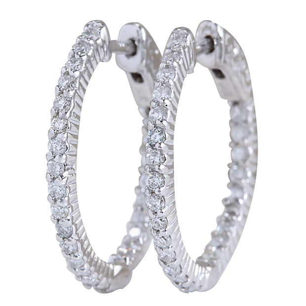 1.26 Carat Natural Diamond 14K White Gold Earrings - Fashion Strada