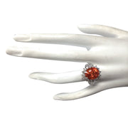 9.26 Carat Natural Mandarin Garnet 14K White Gold Diamond Ring - Fashion Strada