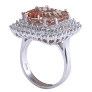 9.71 Carat Natural Morganite 14K White Gold Diamond Ring - Fashion Strada