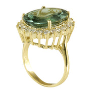 9.51 Carat Natural Tourmaline 14K Yellow Gold Diamond Ring - Fashion Strada
