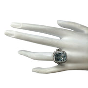 9.50 Carat Natural Aquamarine 14K White Gold Diamond Ring - Fashion Strada
