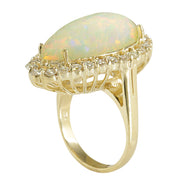 9.39 Carat Natural Opal 14K Yellow Gold Diamond Ring - Fashion Strada
