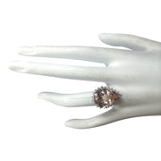 9.32 Carat Natural Morganite 14K White Gold Diamond Ring - Fashion Strada