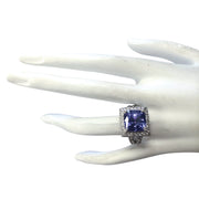 9.10 Carat Natural Tanzanite 14K White Gold Diamond Ring - Fashion Strada