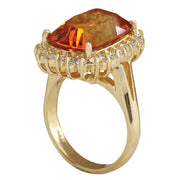 8.87 Carat Natural Citrine 14K Yellow Gold Diamond Ring - Fashion Strada