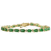 8.86 Carat Natural Emerald 14K Yellow Gold Diamond Bracelet - Fashion Strada
