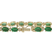 8.86 Carat Natural Emerald 14K Yellow Gold Diamond Bracelet - Fashion Strada