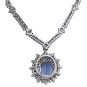 8.41 Carat Natural Tanzanite 14K White Gold Diamond Necklace - Fashion Strada