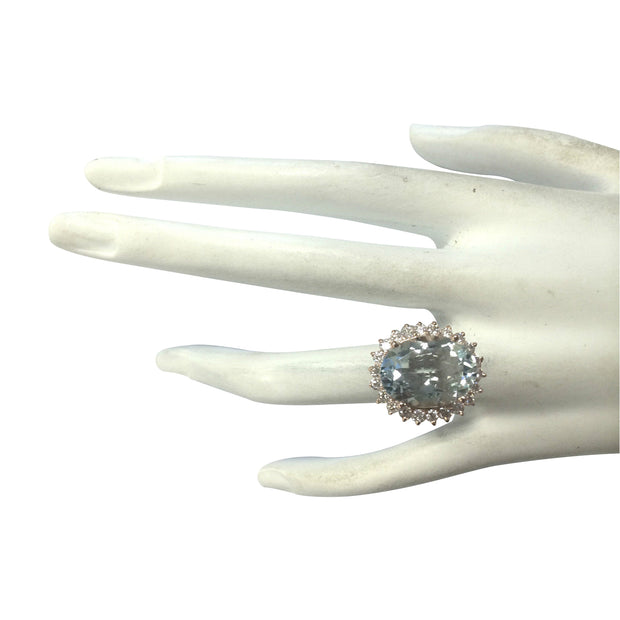 8.40 Carat Natural Aquamarine 14K Rose Gold Diamond Ring - Fashion Strada