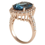 8.34 Carat Natural Topaz 14K Rose Gold Diamond Ring - Fashion Strada