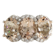 8.23 Carat Natural Morganite 14K White Gold Diamond Ring - Fashion Strada
