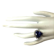 8.12 Carat Natural Tanzanite 14K White Gold Diamond Ring - Fashion Strada
