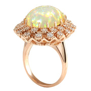 8.11 Carat Natural Opal 14K Rose Gold Diamond Ring - Fashion Strada