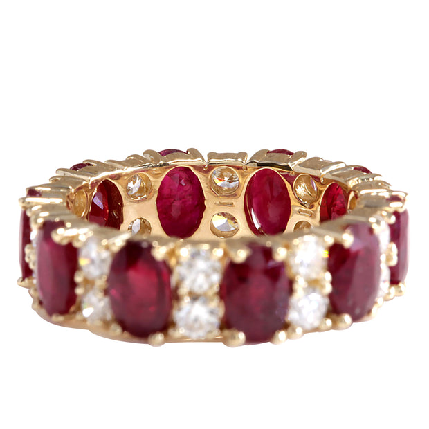 8.07 Carat Natural Ruby 14K Yellow Gold Diamond Ring - Fashion Strada