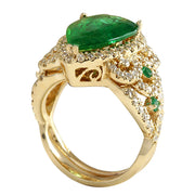 8.00 Carat Natural Emerald 14K Yellow Gold Diamond Ring - Fashion Strada