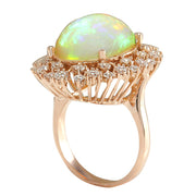 7.99 Carat Natural Opal 14K Rose Gold Diamond Ring - Fashion Strada