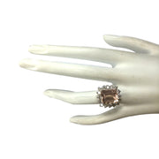 7.92 Carat Natural Morganite 14K White Gold Diamond Ring - Fashion Strada