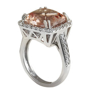7.81 Carat Natural Morganite 14K White Gold Diamond Ring - Fashion Strada