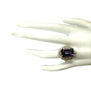 7.78 Carat Natural Amethyst 14K Rose Gold Diamond Ring - Fashion Strada